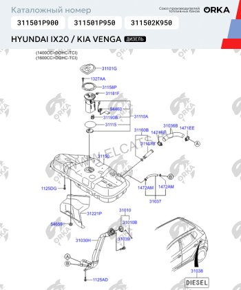 10 849 р. Топливный бак сталь (антикоррозия) Hyundai i20 GB хэтчбэк 5 дв. дорестайлинг (2014-2018)  с доставкой в г. Набережные‑Челны. Увеличить фотографию 11