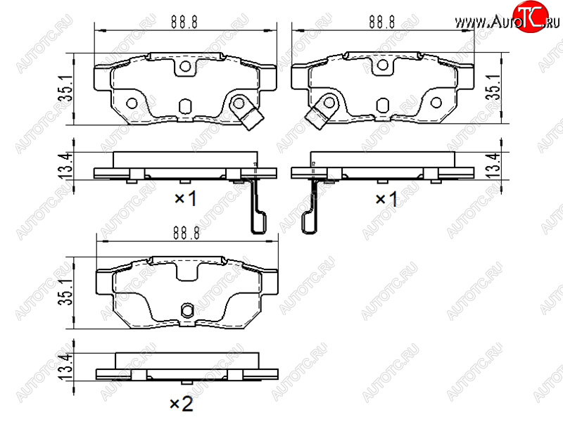 679 р. Колодки тормозные задние RH-LH SAT  Honda Fit ( GP,GK,  3,  3 GP,GK) (2013-2020)  дорестайлинг, GP,GK 1-ый рестайлинг, 2-ой рестайлинг  с доставкой в г. Набережные‑Челны