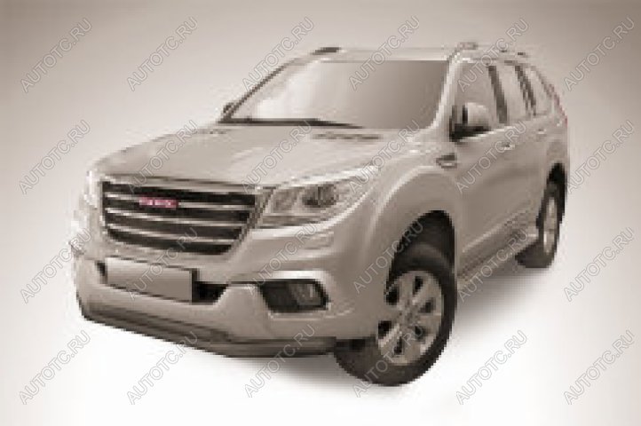 16 699 р. Защита переднего бампера d76+d57 двойная Slitkoff  Haval H9 (2017-2025) 1-ый рестайлинг, 2-ой рестайлинг (нержавейка с полимерным покрытием в цвет черный)  с доставкой в г. Набережные‑Челны