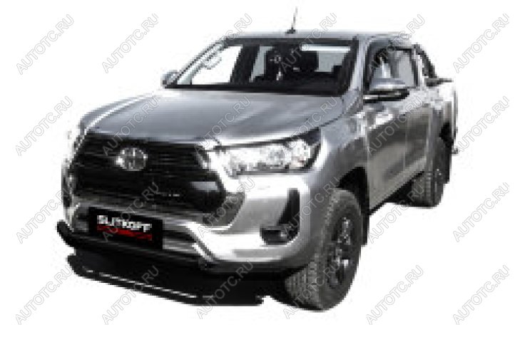 22 699 р. Защита переднего бампера d76+d57 двойная Slitkoff  Toyota Hilux  AN120 (2020-2025) 2-ой рестайлинг (нержавейка с полимерным покрытием в цвет черный)  с доставкой в г. Набережные‑Челны