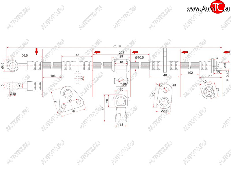 1 439 р. Шланг тормозной перед (Таиланд) LH SAT  Honda Accord  CB - Ascot  CE  с доставкой в г. Набережные‑Челны