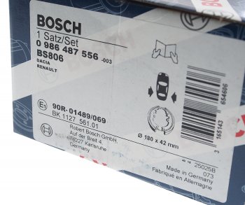 1 849 р. Колодки тормозные задние барабанные (4шт.) BOSCH Renault Logan 2 дорестайлинг (2014-2018)  с доставкой в г. Набережные‑Челны. Увеличить фотографию 4