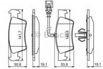 4 199 р. Колодки тормозные задние с датчиком (4шт.) BOSCH Volkswagen Touareg GP рестайлинг (2006-2010)  с доставкой в г. Набережные‑Челны. Увеличить фотографию 1