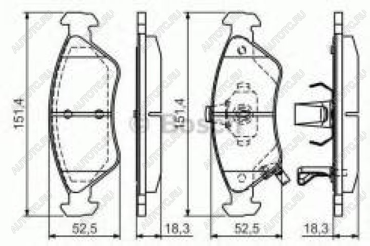 1 329 р. Колодки тормозные передние (4шт.) BOSCH KIA Clarus K9A седан дорестайлинг (1996-1998)  с доставкой в г. Набережные‑Челны