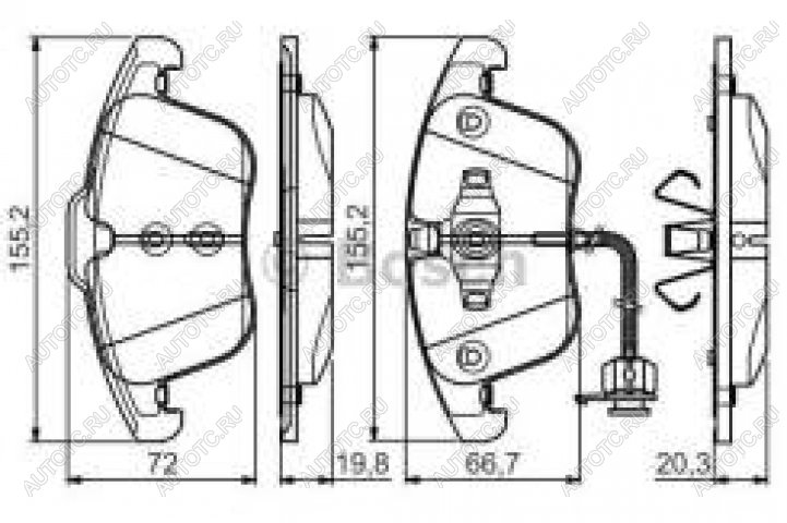 4 199 р. Колодки тормозные передние (4шт.) BOSCH Audi A4 B8 дорестайлинг, седан (2007-2011)  с доставкой в г. Набережные‑Челны