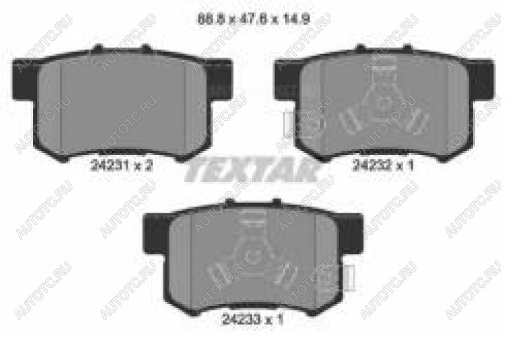 3 099 р. Колодки тормозные задние (4шт.) TEXTAR Honda CR-V RD4,RD5,RD6,RD7,RD9  дорестайлинг (2001-2004)  с доставкой в г. Набережные‑Челны