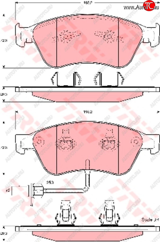 8 649 р. Колодки тормозные передние (4шт.) TRW Audi A8 D3 дорестайлинг (2002-2005)  с доставкой в г. Набережные‑Челны