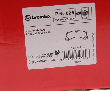 12 749 р. Колодки тормозные передние (4шт.) BREMBO Porsche Cayenne 958 (2010-2014)  с доставкой в г. Набережные‑Челны. Увеличить фотографию 4