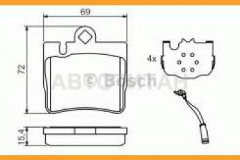 2 799 р. Колодки тормозные задние (4шт.) BOSCH  Mercedes-Benz S class  W220 (1998-2005)  с доставкой в г. Набережные‑Челны. Увеличить фотографию 1