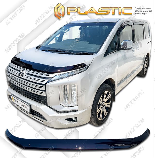 2 079 р. Дефлектор капота CA-Plastic  Mitsubishi Delica D:5  1 (2018-2024) рестайлинг (Classic черный)  с доставкой в г. Набережные‑Челны