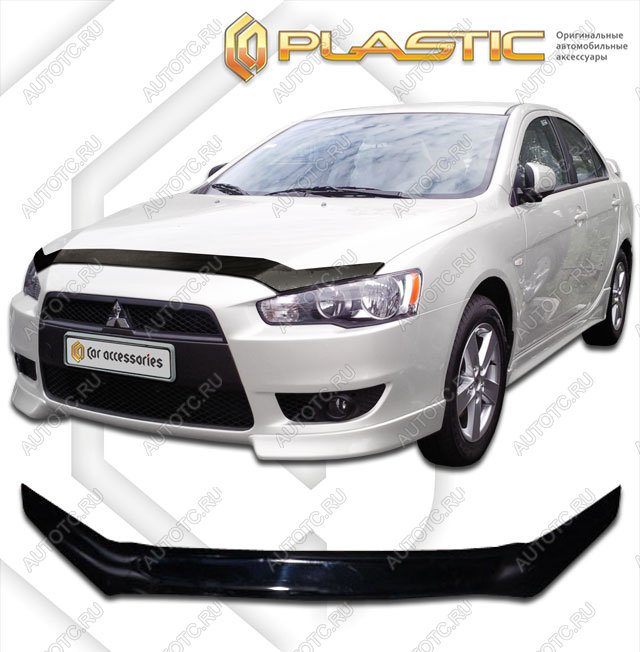 2 099 р. Дефлектор капота CA-Plastic  Mitsubishi Lancer  10 (2007-2017) седан дорестайлинг, хэтчбэк дорестайлинг, седан рестайлинг, хэтчбек 5 дв рестайлинг (Classic черный)  с доставкой в г. Набережные‑Челны