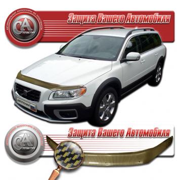 2 299 р. Дефлектор капота CA-Plastiс  Volvo XC70 (2007-2013) дорестайлинг (серия Шелкография карбон золото)  с доставкой в г. Набережные‑Челны. Увеличить фотографию 1