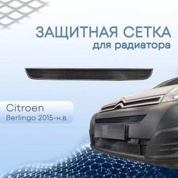 Защитная сетка в бампер (верх, ячейка 3х7 мм) Alfeco Стандарт CITROEN (Ситроен) Berlingo (Берлинго)  B9 (2015-2022) B9 рестайлинг