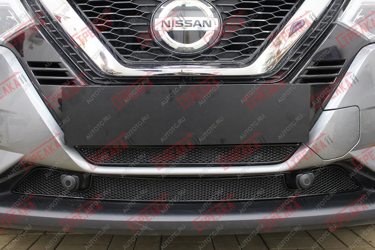 3 899 р. Защита радиатора (низ 2 части) Стрелка11 Стандарт  Nissan Qashqai  2 (2017-2022) J11 рестайлинг (черная)  с доставкой в г. Набережные‑Челны