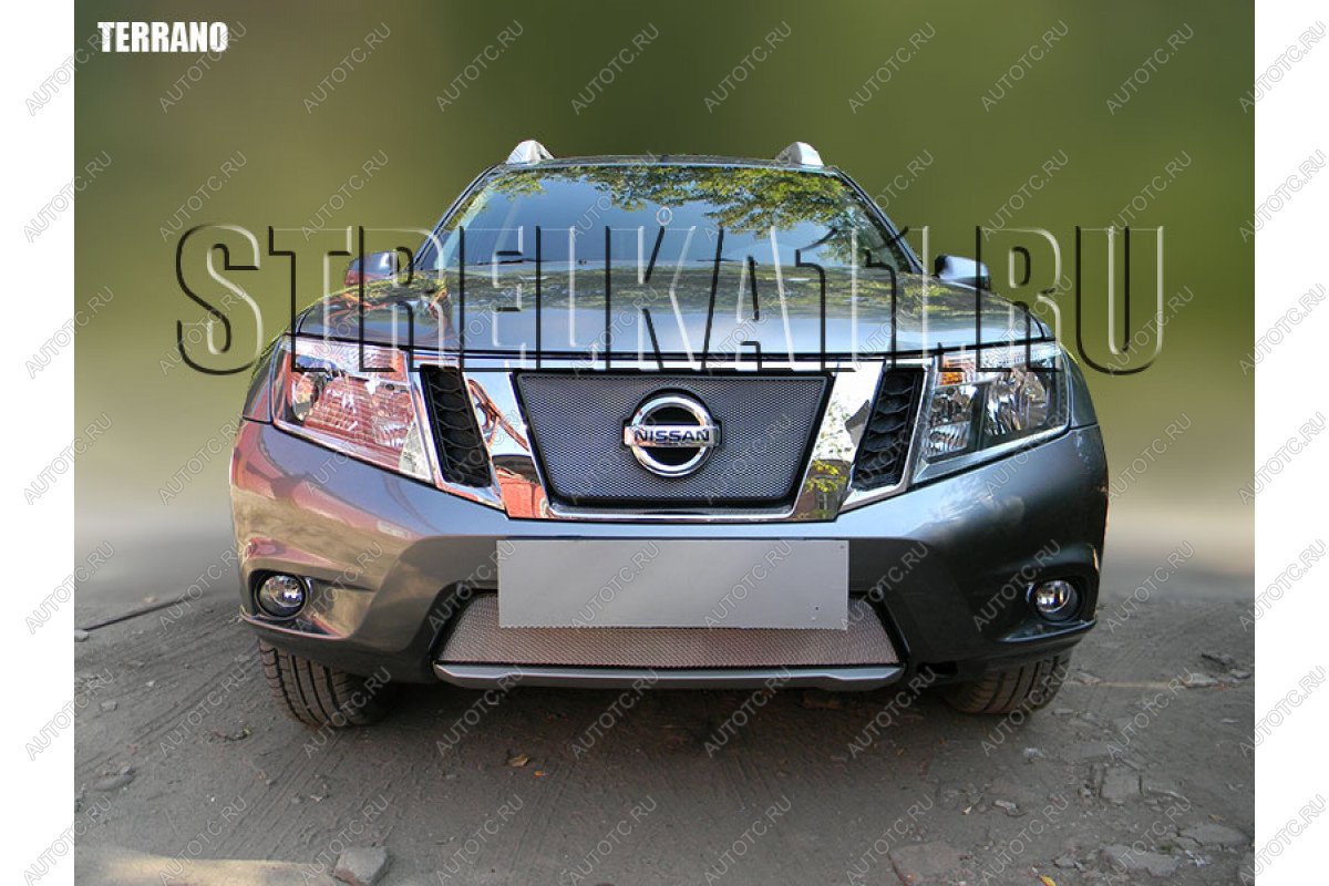 3 279 р. Защита радиатора (низ) Стрелка11 Стандарт  Nissan Terrano  D10 (2013-2016) дорестайлинг (хром)  с доставкой в г. Набережные‑Челны