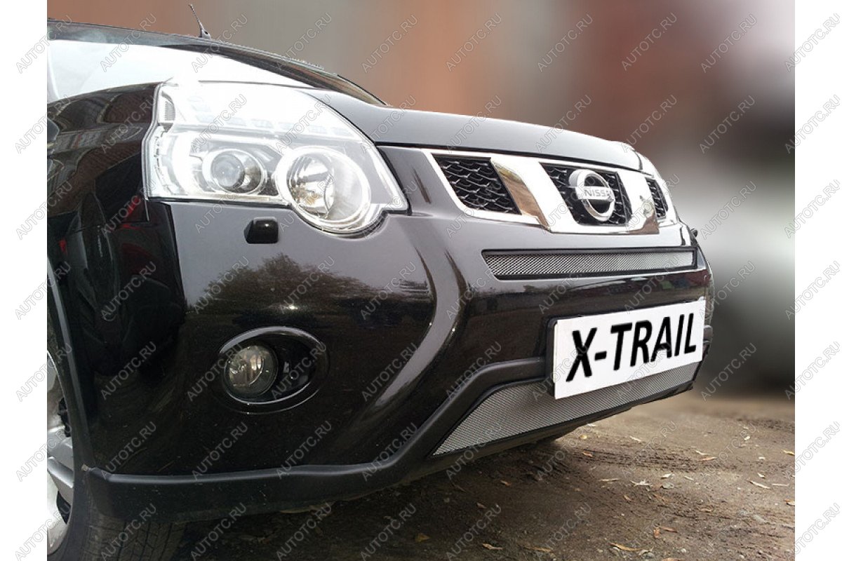 3 589 р. Защита радиатора (низ) Стрелка11 Стандарт  Nissan X-trail  2 T31 (2010-2015) рестайлинг (хром)  с доставкой в г. Набережные‑Челны