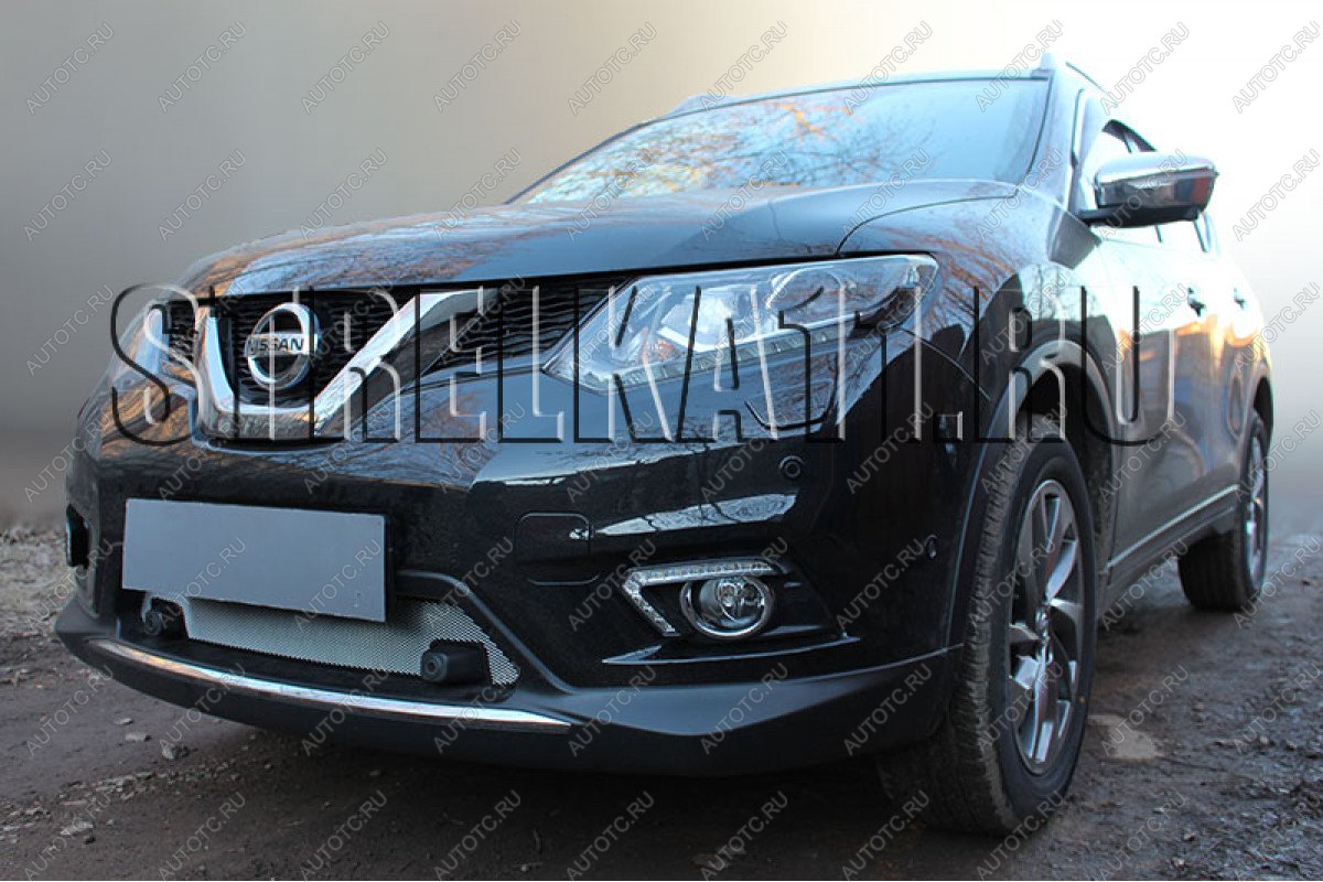 3 499 р. Защита радиатора (с парктроником низ) Стрелка11 Стандарт  Nissan X-trail  3 T32 (2013-2018) дорестайлинг (хром)  с доставкой в г. Набережные‑Челны