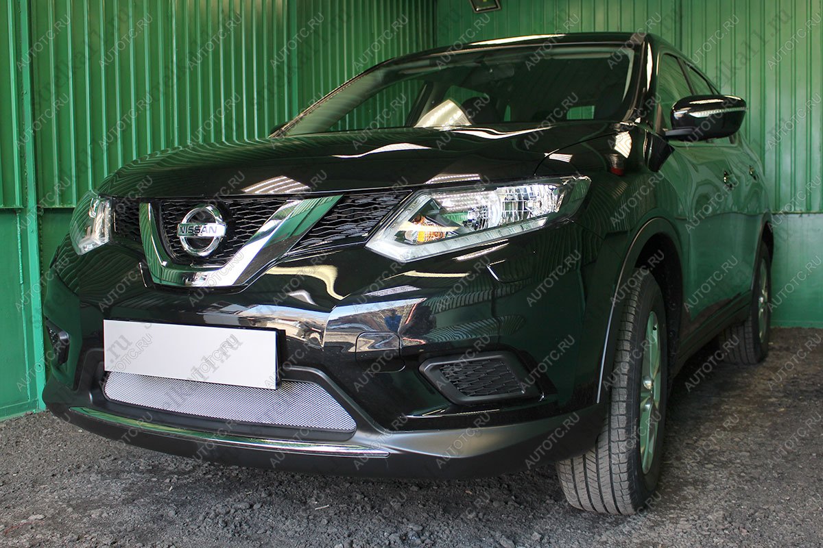 4 299 р. Защита радиатора (низ) Стандарт  Nissan X-trail  3 T32 (2013-2018) дорестайлинг (хром)  с доставкой в г. Набережные‑Челны