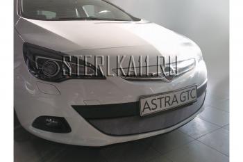 2 999 р. Защита радиатора Стрелка11 Стандарт  Opel Astra  J GTC (2011-2018) (черная)  с доставкой в г. Набережные‑Челны. Увеличить фотографию 2