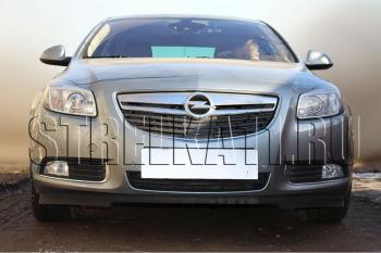 3 399 р. Защита радиатора Стрелка11 Стандарт  Opel Insignia ( A,  А) (2008-2013) дорестайлинг седан, дорестайлинг универсал, дорестайлинг, хэтчбэк (черная)  с доставкой в г. Набережные‑Челны. Увеличить фотографию 2