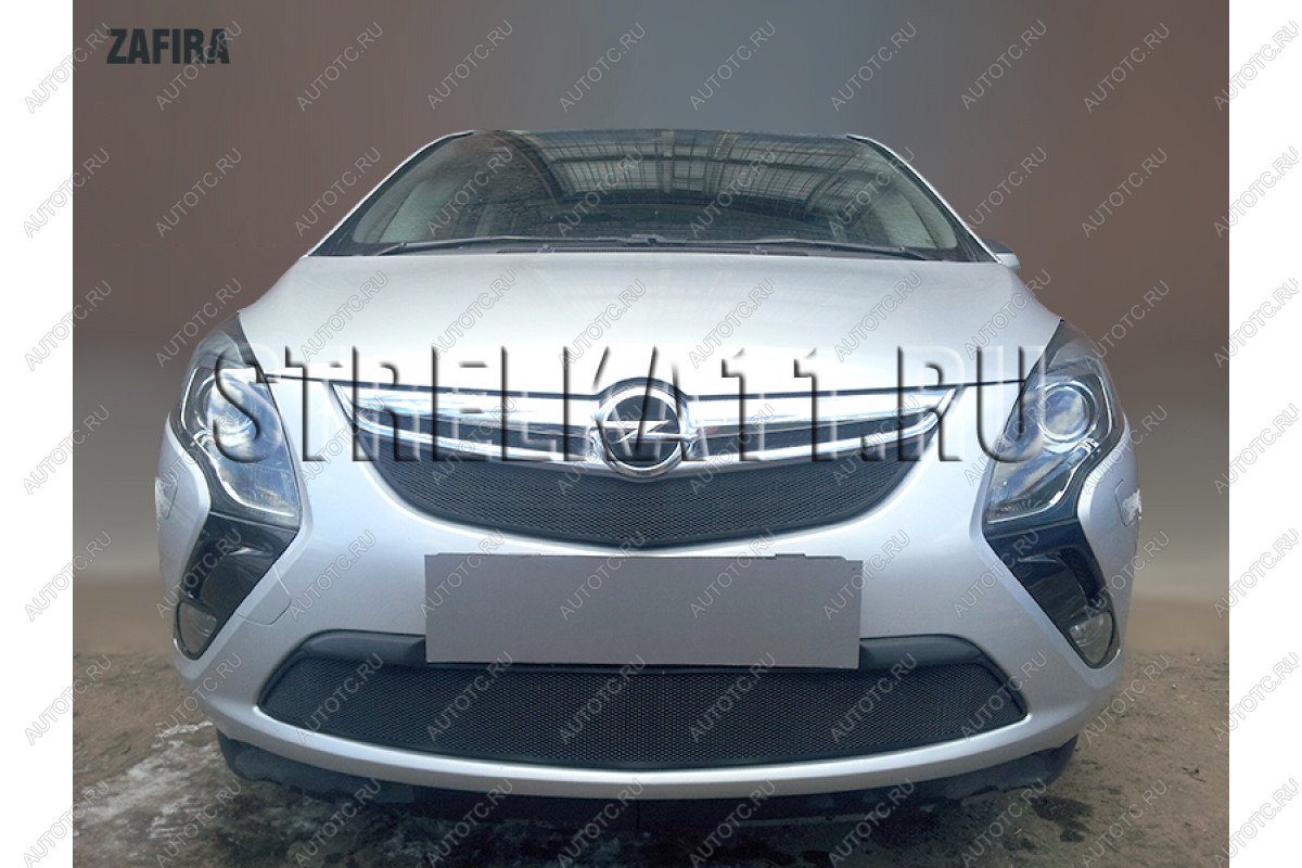 3 589 р. Защита радиатора (верх) Стрелка11 Стандарт Opel Zafira С дорестайлинг (2011-2016) (черная)  с доставкой в г. Набережные‑Челны