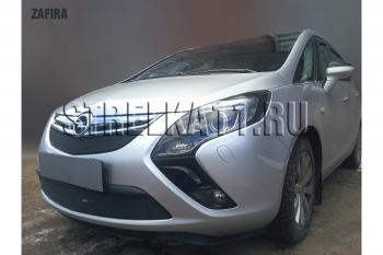 3 589 р. Защита радиатора (верх) Стрелка11 Стандарт Opel Zafira С дорестайлинг (2011-2016) (черная)  с доставкой в г. Набережные‑Челны. Увеличить фотографию 2