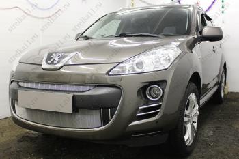 3 299 р. Защита радиатора (низ) Стрелка11 Стандарт  Peugeot 4007 (2007-2012) (хром)  с доставкой в г. Набережные‑Челны. Увеличить фотографию 2