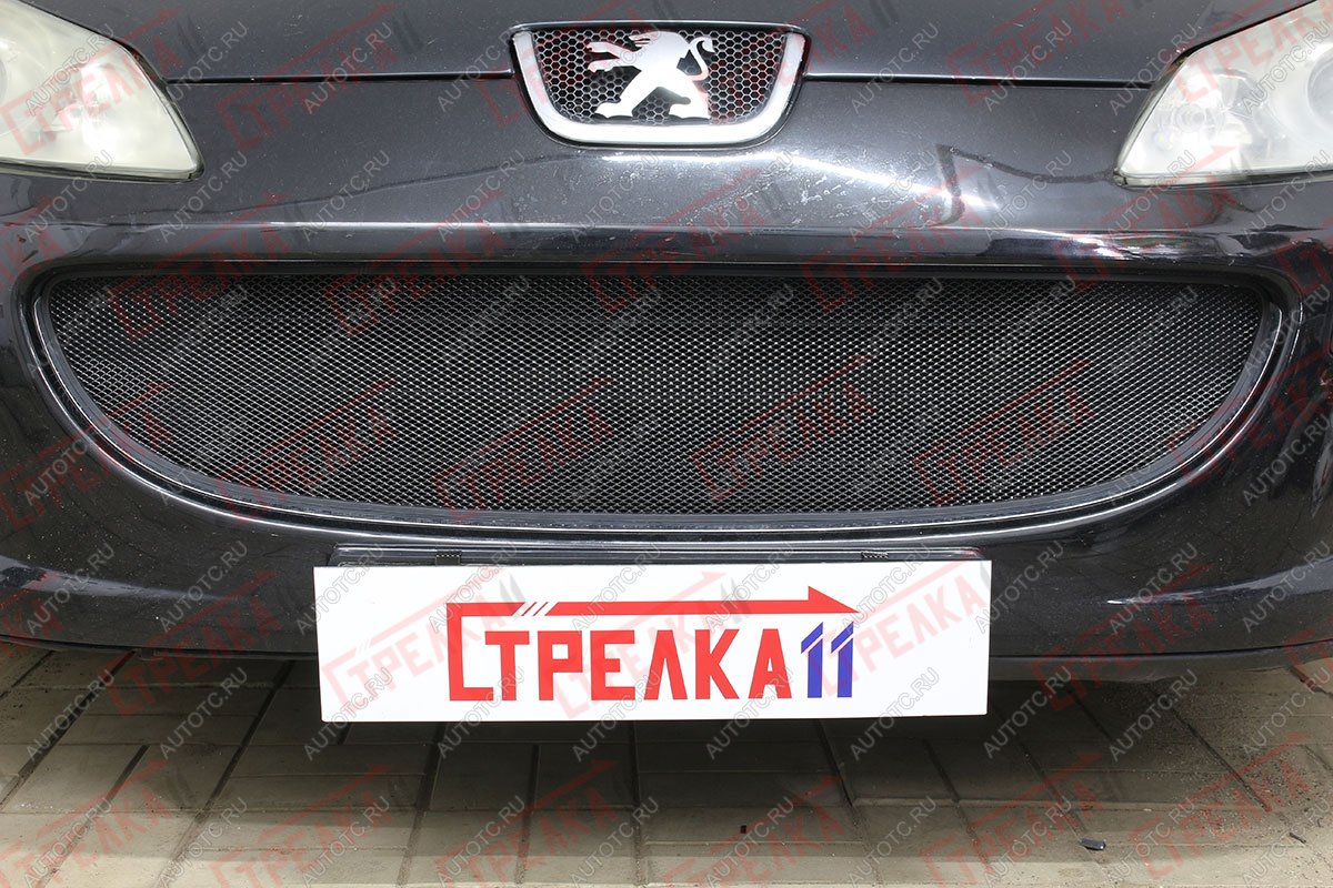 3 279 р. Защита радиатора (низ) Стрелка11 Стандарт Peugeot 407 седан (2004-2010) (черная)  с доставкой в г. Набережные‑Челны