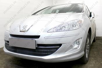 4 399 р. Защита радиатора (3 части) Стрелка11 Стандарт Peugeot 408  дорестайлинг (2010-2017) (черная)  с доставкой в г. Набережные‑Челны. Увеличить фотографию 2