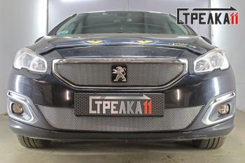 3 179 р. Защита радиатора (верх) Стрелка11 Стандарт  Peugeot 408 (2015-2022) рестайлинг (хром)  с доставкой в г. Набережные‑Челны. Увеличить фотографию 2