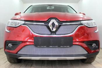 3 699 р. Защита радиатора (верх, 2 части) Стрелка11 Стандарт  Renault Arkana (2019-2024) (хром)  с доставкой в г. Набережные‑Челны. Увеличить фотографию 2