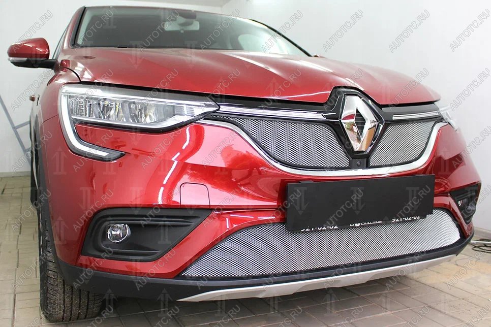 3 699 р. Защита радиатора (верх, 2 части) Стрелка11 Стандарт  Renault Arkana (2019-2024) (хром)  с доставкой в г. Набережные‑Челны