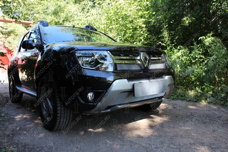 3 899 р. Защита радиатора (низ) Стрелка11 Стандарт  Renault Duster  HS (2015-2021) рестайлинг (хром)  с доставкой в г. Набережные‑Челны