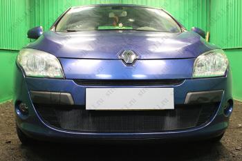 2 099 р. Защита радиатора (верх) Стандарт  Renault Megane  седан (2008-2012)  дорестайлинг (черная)  с доставкой в г. Набережные‑Челны. Увеличить фотографию 2