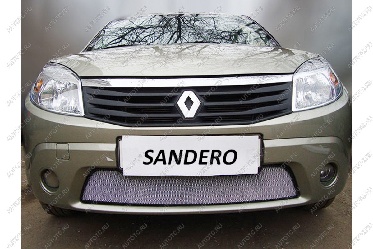 2 999 р. Защита радиатора Стрелка11 Стандарт  Renault Sandero  (BS) (2009-2014) (хром)  с доставкой в г. Набережные‑Челны