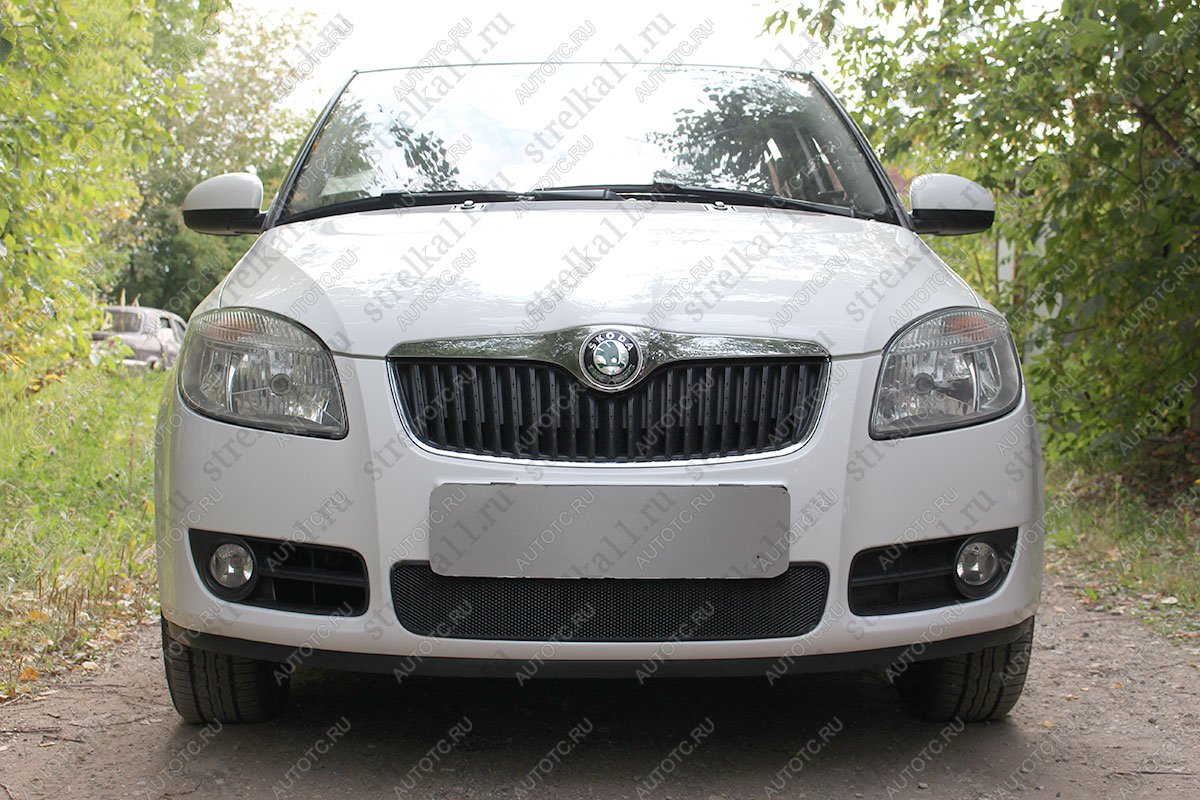 2 899 р. Защита радиатора Стрелка11 Стандарт  Skoda Fabia  Mk2 - Roomster  5J (черная)  с доставкой в г. Набережные‑Челны