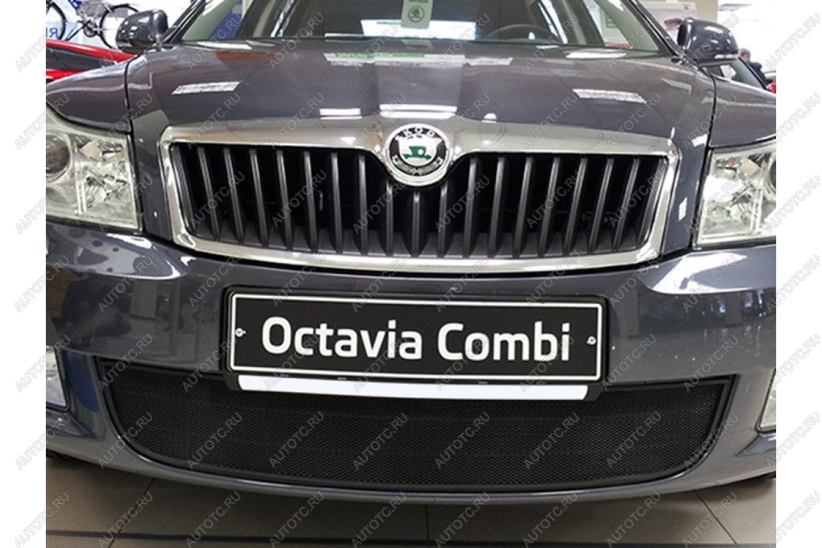 3 399 р. Защита радиатора Стрелка11 Стандарт  Skoda Octavia  A5 (2008-2013) лифтбэк рестайлинг, рестайлинг универсал (черная)  с доставкой в г. Набережные‑Челны