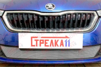 3 299 р. Защита радиатора (низ) Стрелка11 Стандарт  Skoda Rapid  MK2 (2019-2024) (хром)  с доставкой в г. Набережные‑Челны. Увеличить фотографию 2