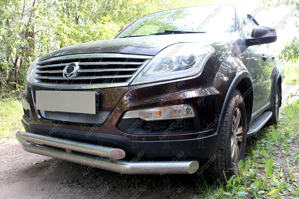 3 199 р. Защита радиатора Стрелка11 Стандарт  SSANGYONG Rexton  Y250 (2006-2012) (хром)  с доставкой в г. Набережные‑Челны