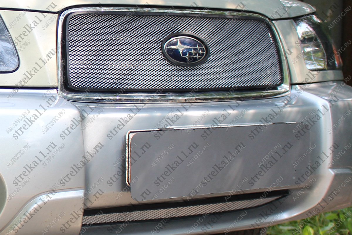 2 799 р. Защита радиатора (низ) Стрелка11 Стандарт  Subaru Forester  SG (2002-2005) дорестайлинг (хром)  с доставкой в г. Набережные‑Челны