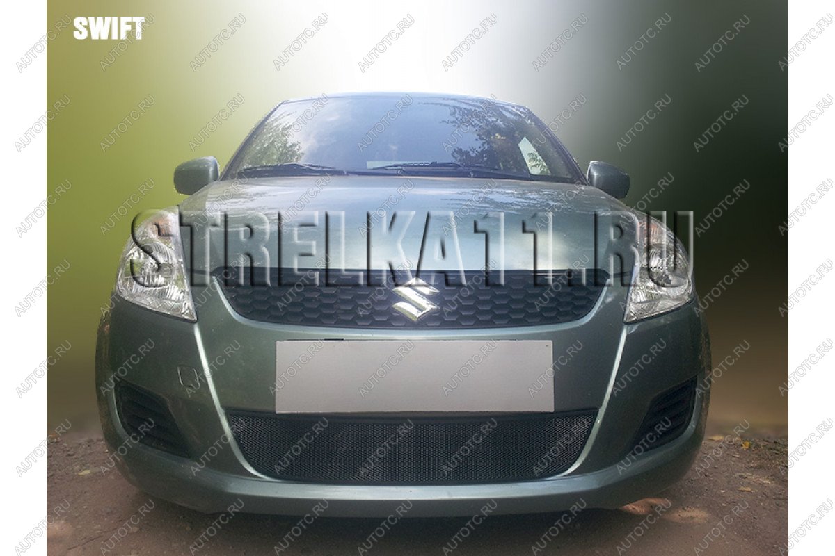 2 899 р. Защита радиатора Стрелка11 Стандарт  Suzuki Swift  ZC72S (2010-2013) дорестайлинг, хэтчбэк 5 дв. (черная)  с доставкой в г. Набережные‑Челны