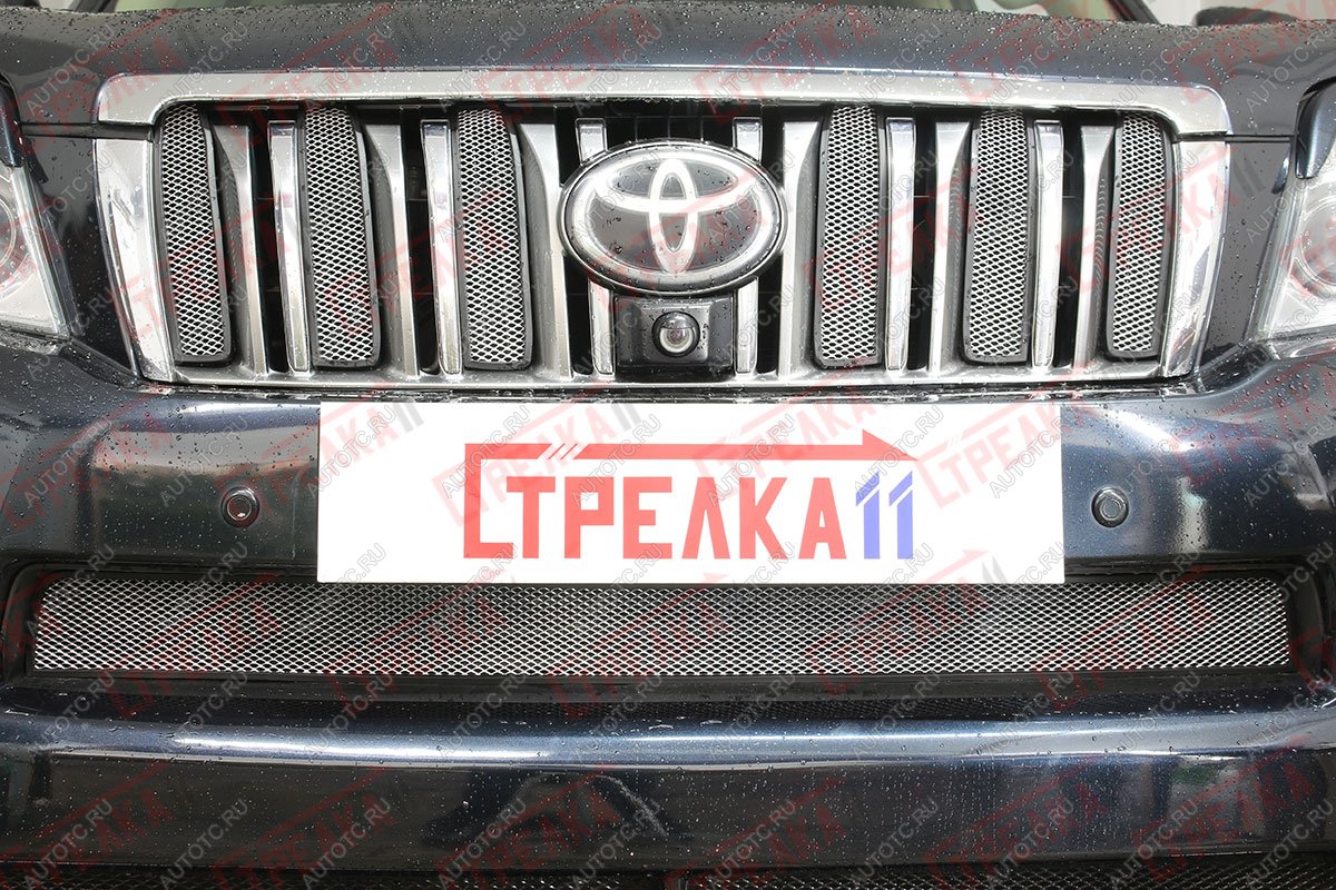 4 389 р. Защита радиатора (верх 6 частей) Стрелка11 Стандарт Toyota Land Cruiser Prado J150 дорестайлинг (2009-2013) (хром)  с доставкой в г. Набережные‑Челны