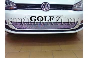 3 149 р. Защита радиатора Стрелка11 Стандарт  Volkswagen Golf  7 (2012-2017) дорестайлинг, хэтчбэк 5 дв. (хром)  с доставкой в г. Набережные‑Челны. Увеличить фотографию 1