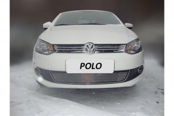 2 999 р. Защита радиатора Стрелка11 Стандарт  Volkswagen Polo  5 (2009-2015) седан дорестайлинг (хром)  с доставкой в г. Набережные‑Челны. Увеличить фотографию 2