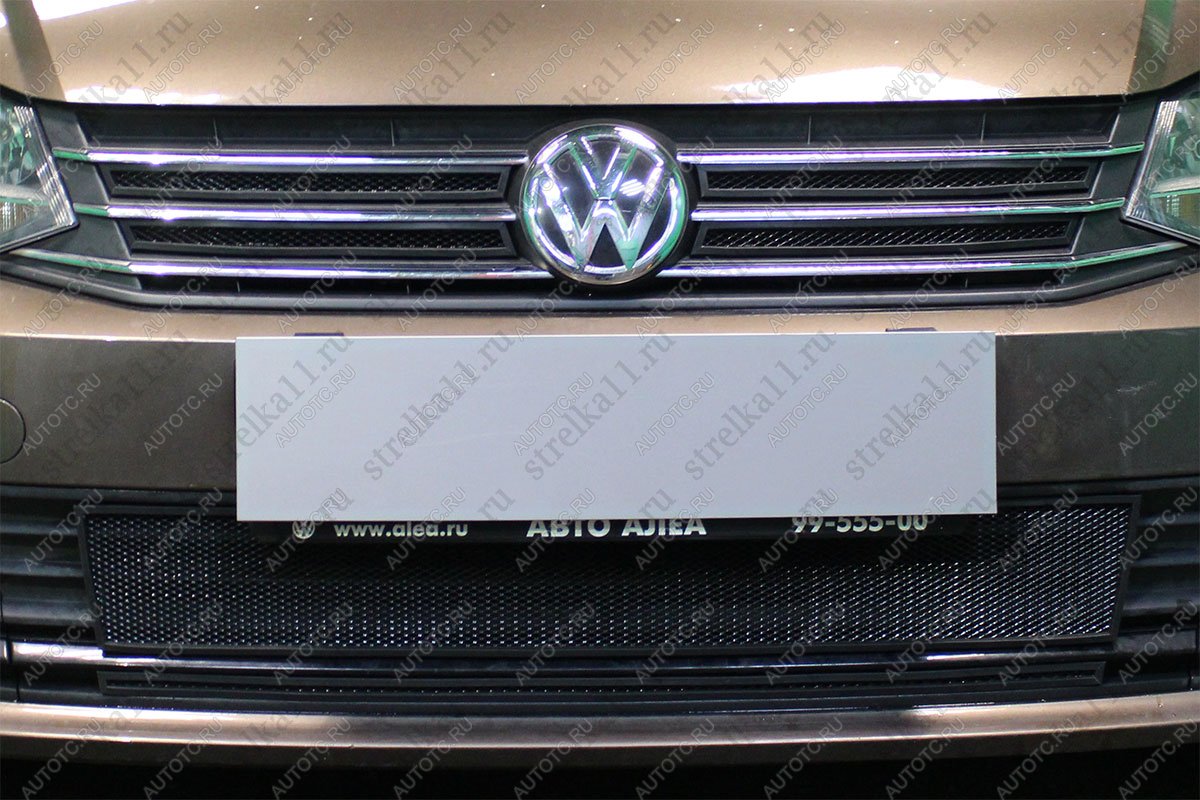 3 679 р. Защита радиатора (4 части верх) Стрелка11 Стандарт Volkswagen Polo 5 седан рестайлинг (2015-2020) (черная)  с доставкой в г. Набережные‑Челны