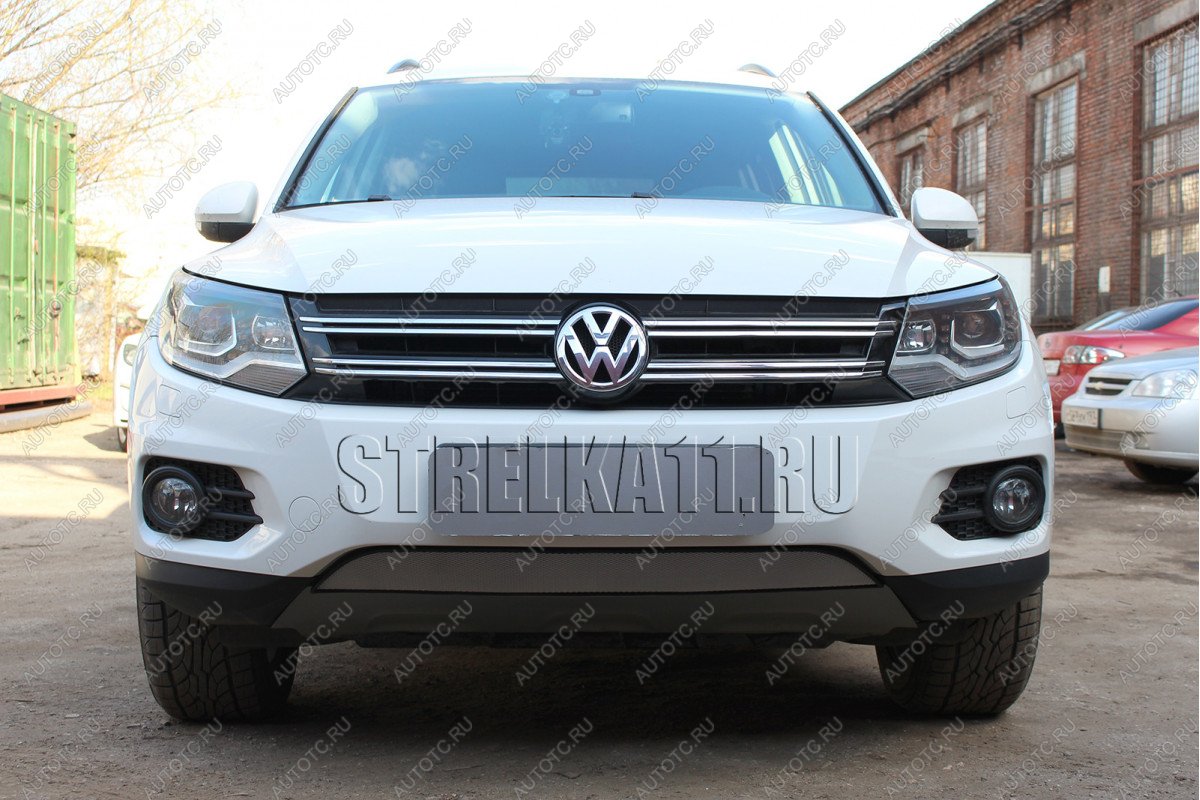 3 899 р. Защита радиатора (Track&Field) Стрелка11 Стандарт  Volkswagen Tiguan  NF (2011-2017) рестайлинг (хром)  с доставкой в г. Набережные‑Челны