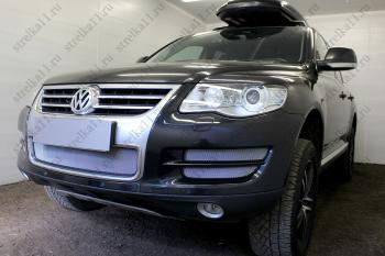 3 679 р. Защита радиатора (боковая 4 части) Стрелка11 Стандарт  Volkswagen Touareg  GP (2006-2010) рестайлинг (хром)  с доставкой в г. Набережные‑Челны. Увеличить фотографию 2