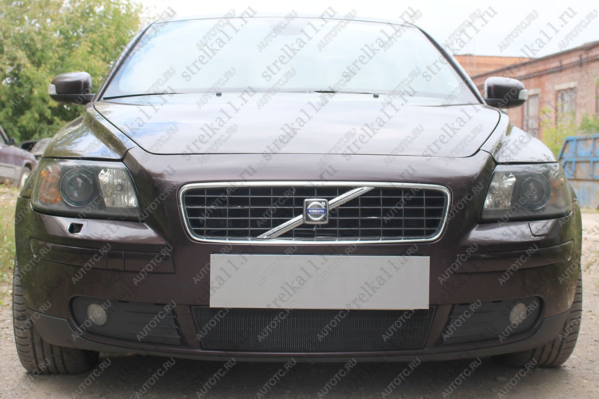 2 689 р. Защита радиатора (низ) Стрелка11 Стандарт  Volvo S40  MS седан (2004-2007) дорестайлинг (черная)  с доставкой в г. Набережные‑Челны