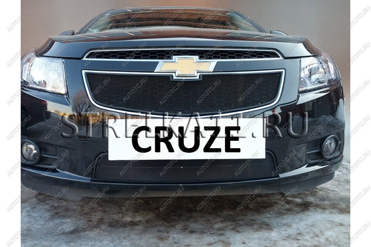 799 р. Зимняя заглушка решетки радиатора (низ) Стрелка11 Chevrolet Cruze J300 седан дорестайлинг (2009-2012) (черная)  с доставкой в г. Набережные‑Челны