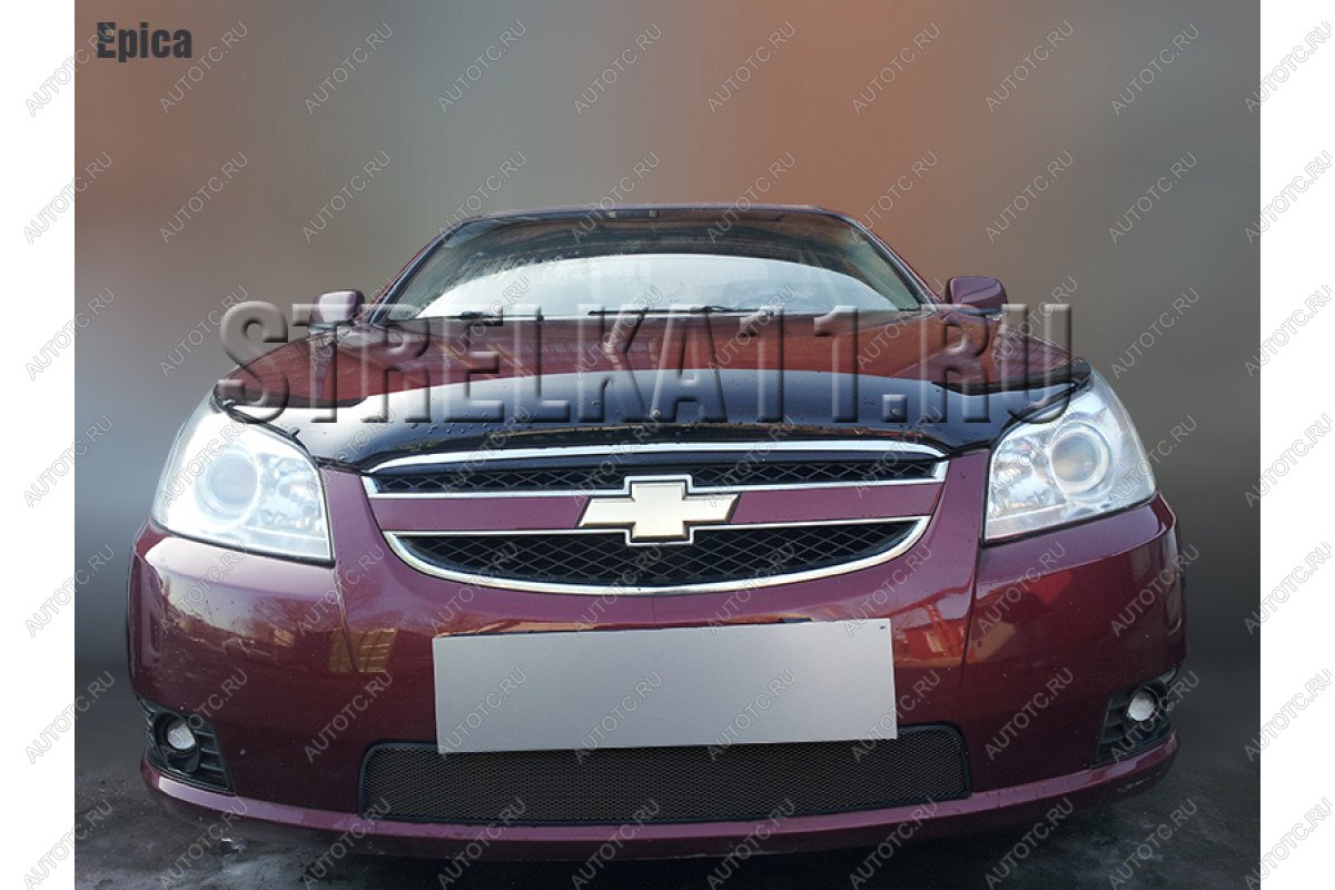 799 р. Зимняя заглушка решетки радиатора Стрелка11  Chevrolet Epica  V250 (2006-2012) (черная)  с доставкой в г. Набережные‑Челны